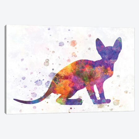Peterbald Cat In Watercolor Canvas Print #PUR1208} by Paul Rommer Canvas Art