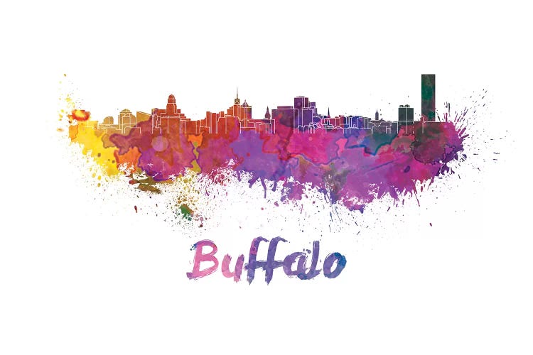 Buffalo Skyline In Watercolor