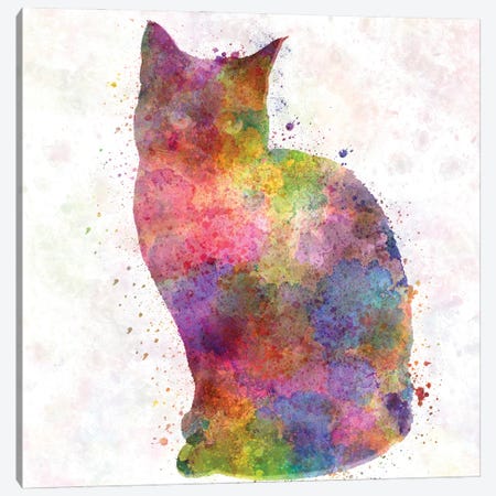 Siamese Cat In Watercolor Canvas Print #PUR1214} by Paul Rommer Canvas Artwork
