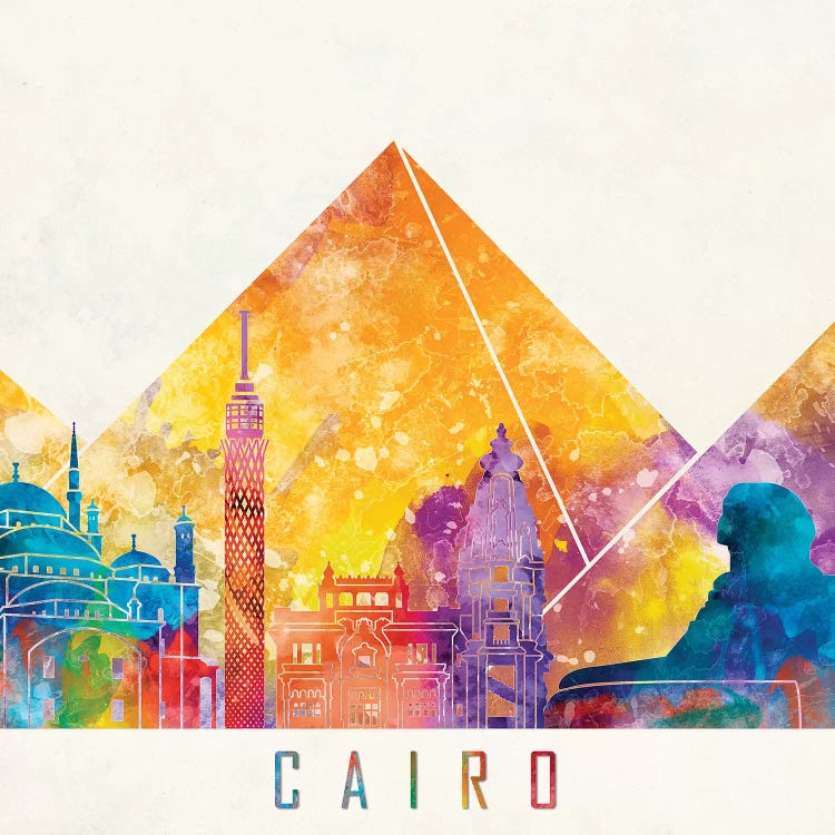 Cairo Landmarks Watercolor Poster