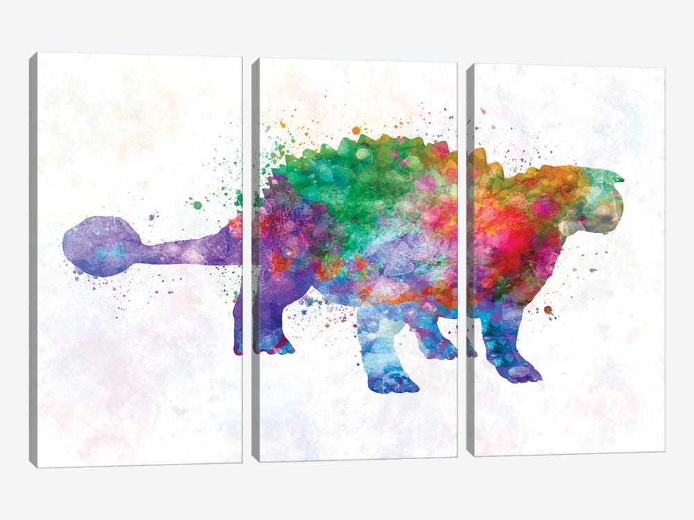 Ankylosaurus In Watercolor by Paul Rommer 3-piece Canvas Art Print