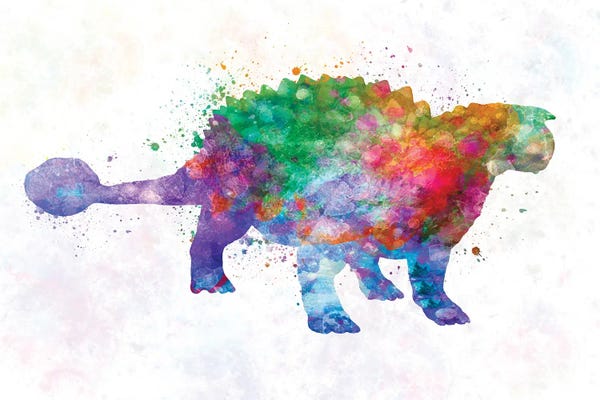 Kids Dinosaur Art: Ankylosaurus In Watercolor by Paul Rommer