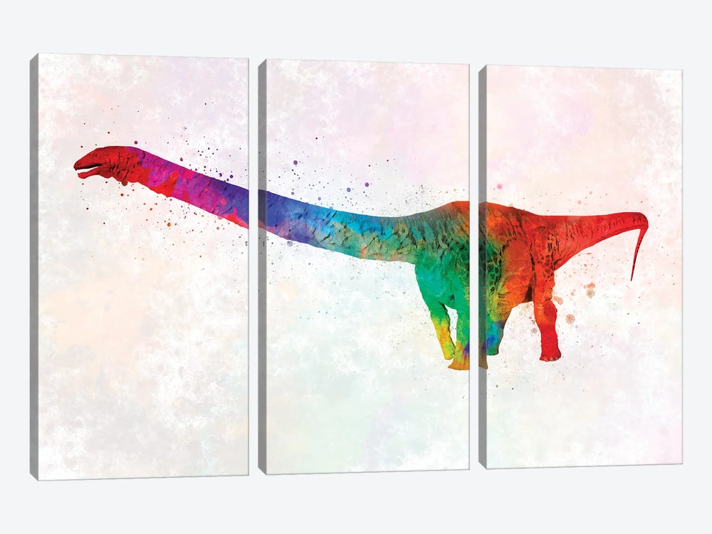 Apatosaurus In Watercolor by Paul Rommer 3-piece Canvas Artwork