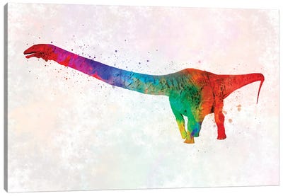 Apatosaurus In Watercolor Canvas Art Print - Kids Dinosaur Art