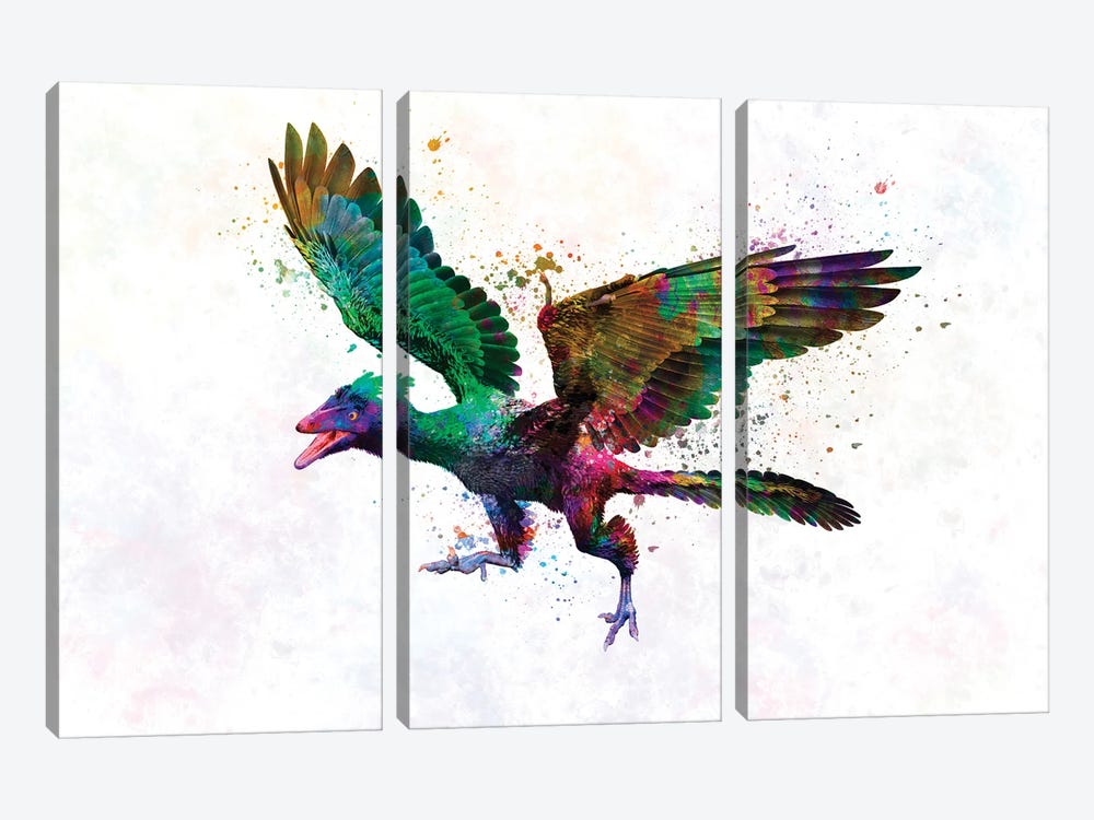 Archaeopteryx In Water Color by Paul Rommer 3-piece Canvas Art Print