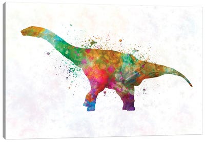 Argentinosaurus In Watercolor Canvas Art Print - Kids Dinosaur Art