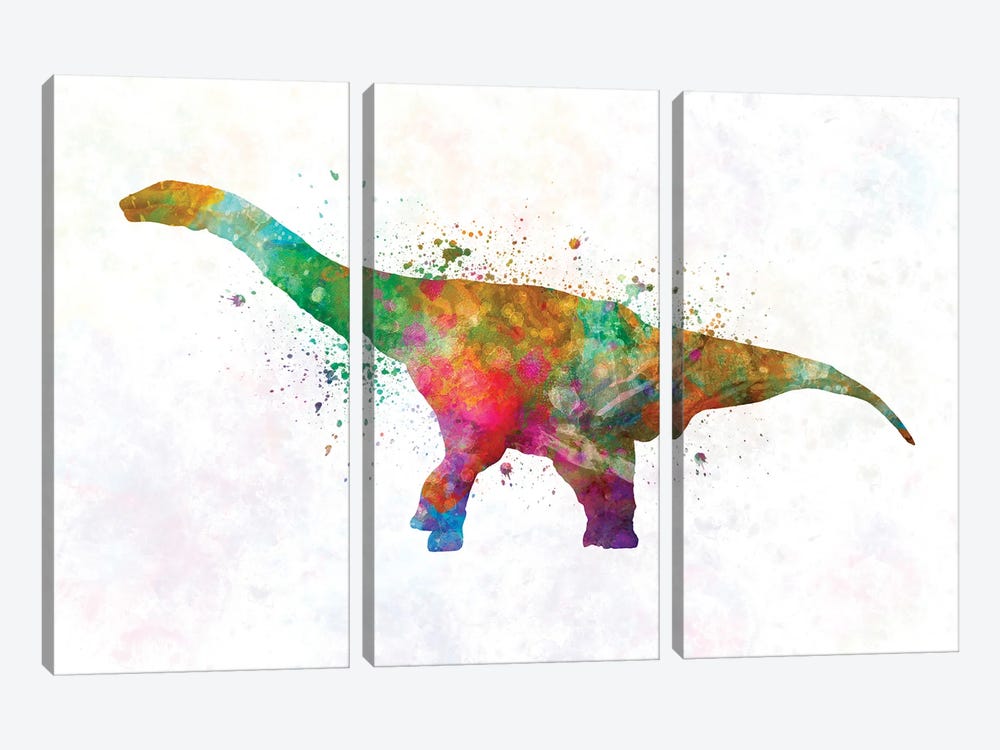 Argentinosaurus In Watercolor by Paul Rommer 3-piece Canvas Art
