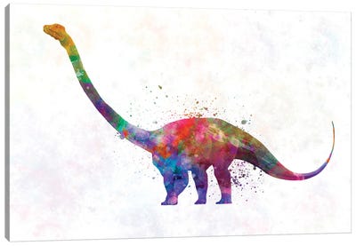 Barosaurus In Watercolor Canvas Art Print - Kids Dinosaur Art
