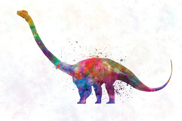 Kids Dinosaur Art: Barosaurus In Watercolor by Paul Rommer