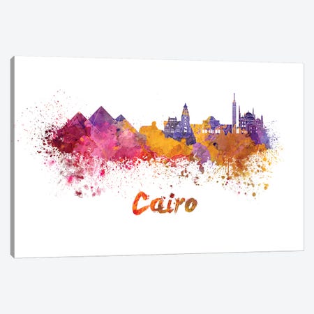 Cairo Skyline In Watercolor Canvas Print #PUR122} by Paul Rommer Canvas Art Print