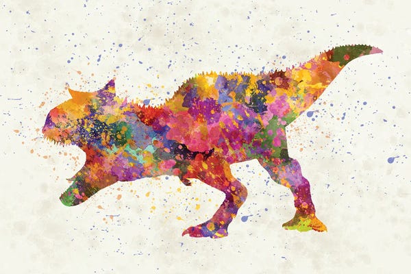 Kids Dinosaur Art: Carnotaurus Dinosaur In Watercolor by Paul Rommer