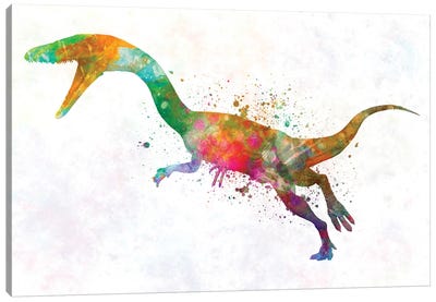 Coelophysis In Watercolor Canvas Art Print - Kids Dinosaur Art