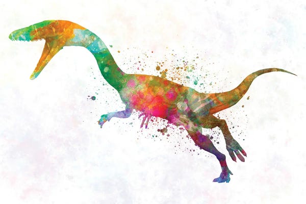 Kids Dinosaur Art: Coelophysis In Watercolor by Paul Rommer