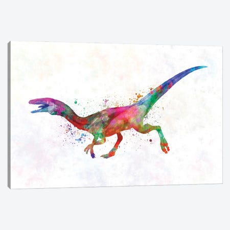 Compsognathus In Watercolor Canvas Print #PUR1232} by Paul Rommer Canvas Art Print