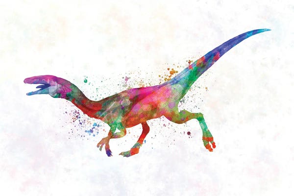 Kids Dinosaur Art: Compsognathus In Watercolor by Paul Rommer