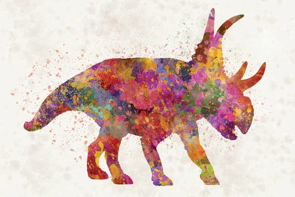Kids Dinosaur Art: Diabloceratop Dinosaur In Watercolor by Paul Rommer