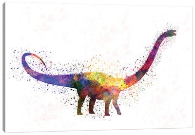Diplodocus In Watercolor Canvas Art Print - Kids Dinosaur Art