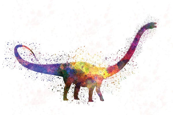 Kids Dinosaur Art: Diplodocus In Watercolor by Paul Rommer