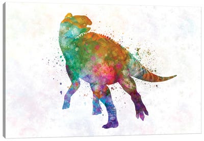 Edmontosaurus In Watercolor Canvas Art Print - Kids Dinosaur Art