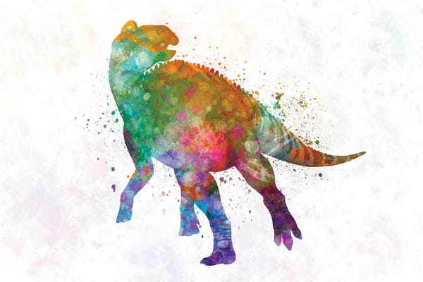Kids Dinosaur Art: Edmontosaurus In Watercolor by Paul Rommer