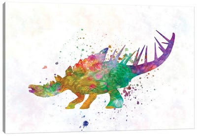 Kentrosaurus In Watercolor Canvas Art Print - Kids Dinosaur Art