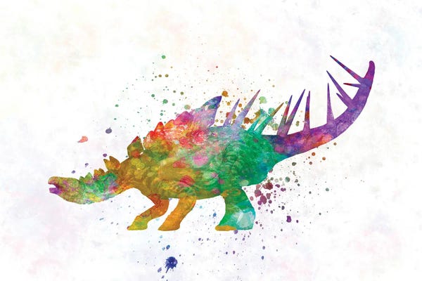 Kids Dinosaur Art: Kentrosaurus In Watercolor by Paul Rommer