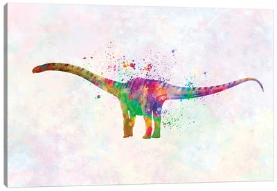 Mamenchisaurus In Watercolor Canvas Art Print - Kids Dinosaur Art