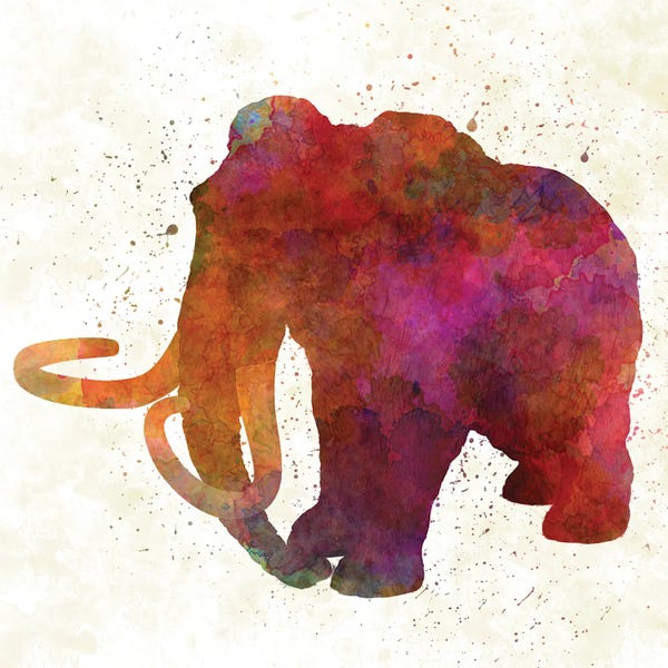 Kids Dinosaur Art: Mamut In Watercolor by Paul Rommer