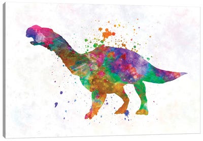 Muttaburrasaurus In Watercolor Canvas Art Print - Kids Dinosaur Art