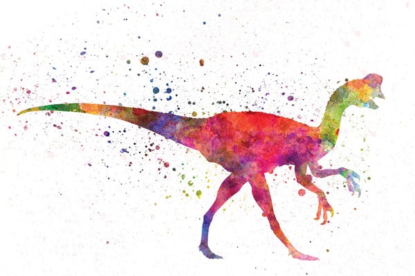 Kids Dinosaur Art: Oviraptor In Watercolor by Paul Rommer
