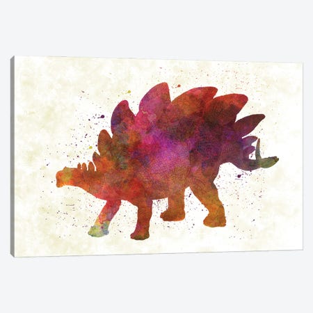 Stegosaurus In Watercolor Canvas Print #PUR1248} by Paul Rommer Canvas Artwork