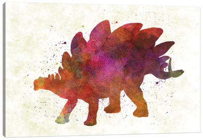 Stegosaurus In Watercolor Canvas Art Print - Kids Dinosaur Art