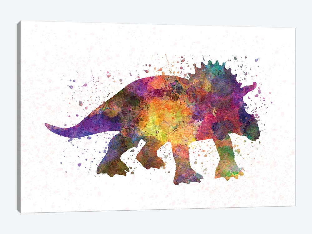 Triceratops In Watercolor by Paul Rommer 1-piece Canvas Art