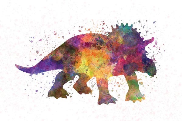Kids Dinosaur Art: Triceratops In Watercolor by Paul Rommer