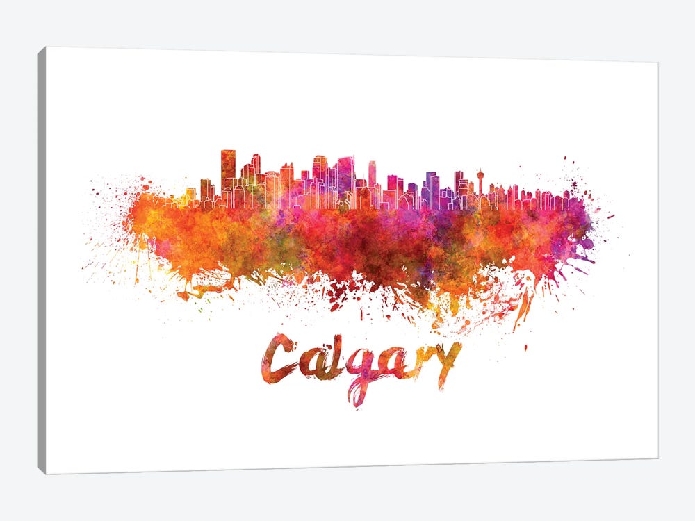 Calgary Skyline In Watercolor by Paul Rommer 1-piece Canvas Art