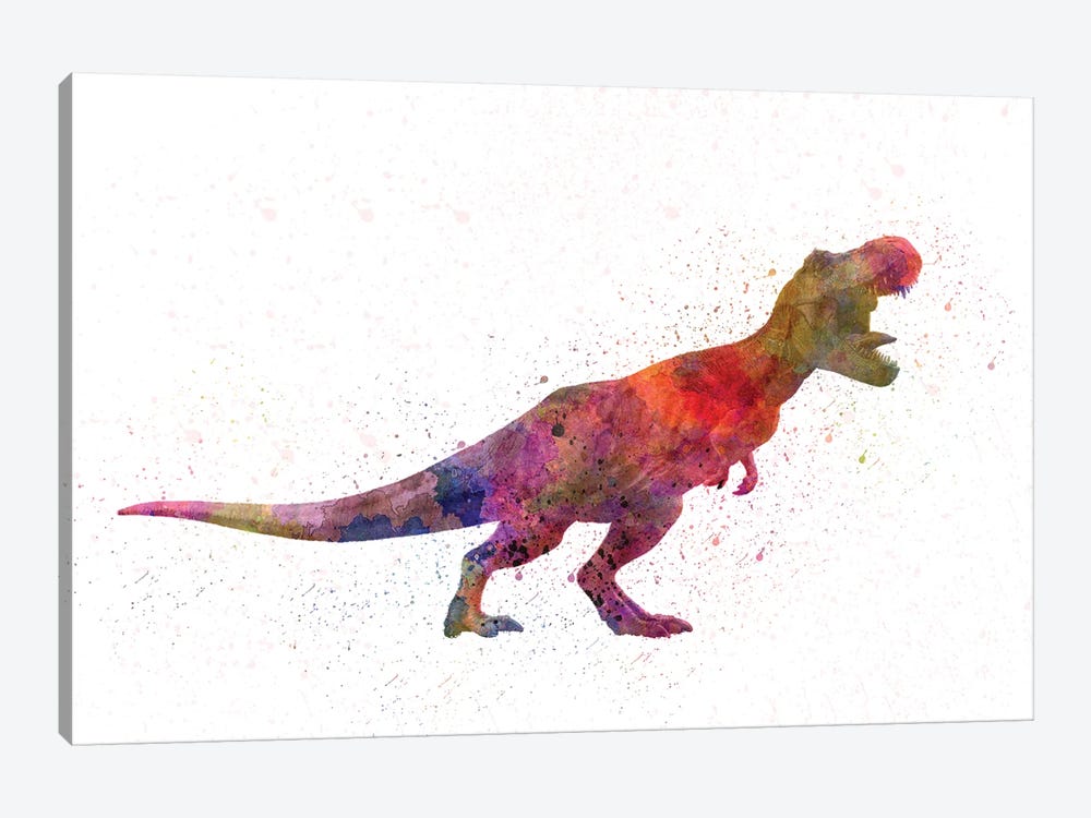 Tyrannosaurus Rex In Watercolor by Paul Rommer 1-piece Canvas Art