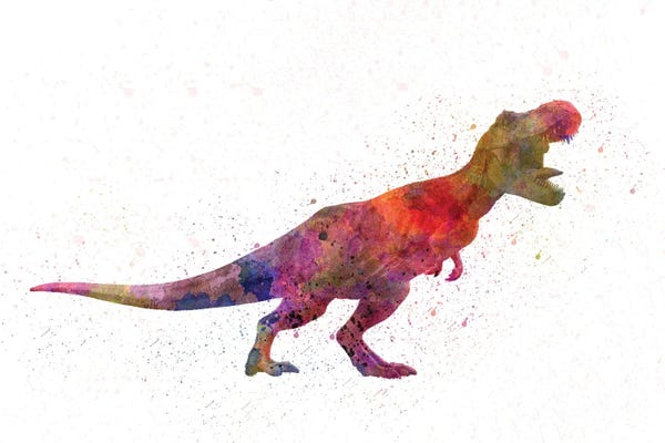 Kids Dinosaur Art: Tyrannosaurus Rex In Watercolor by Paul Rommer