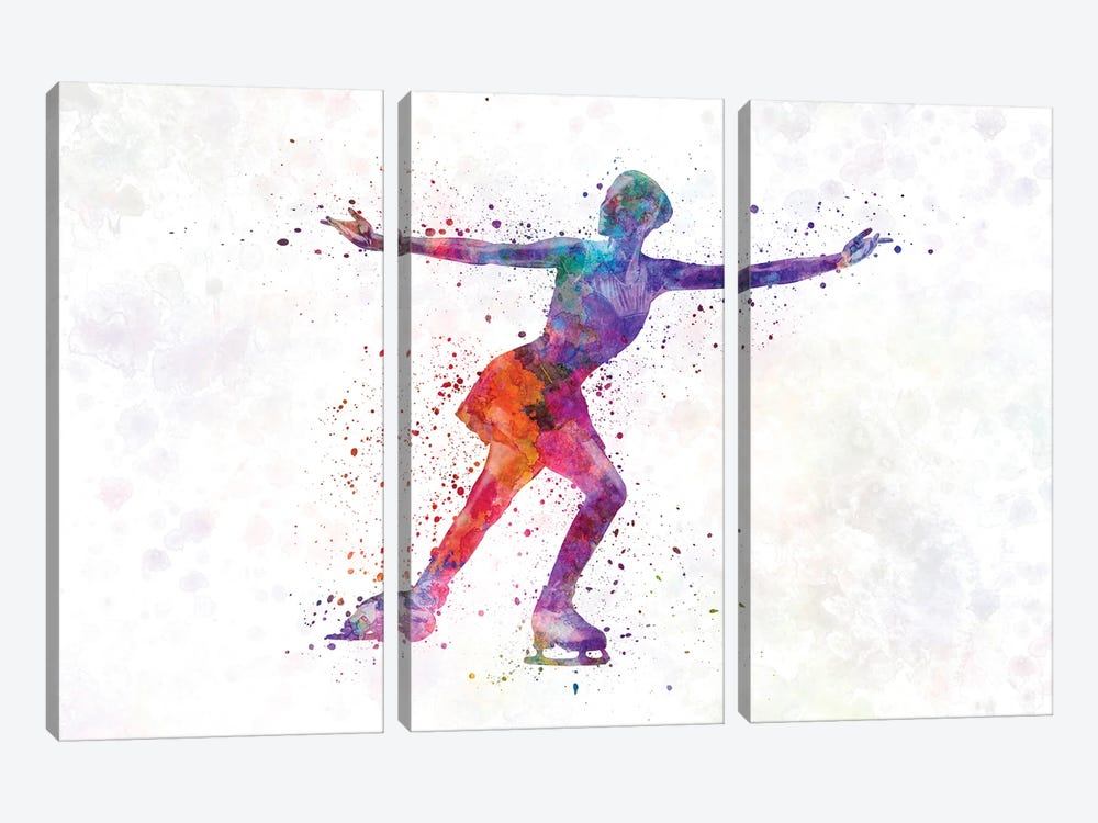 Figure Skating In Watercolor I by Paul Rommer 3-piece Art Print