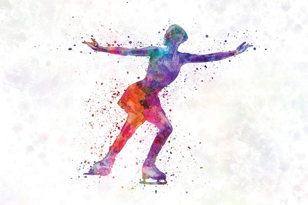 Silhouettes: Figure Skating In Watercolor I by Paul Rommer