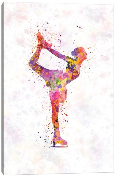Figure Skating In Watercolor II Canvas Art Print - Sports Lover