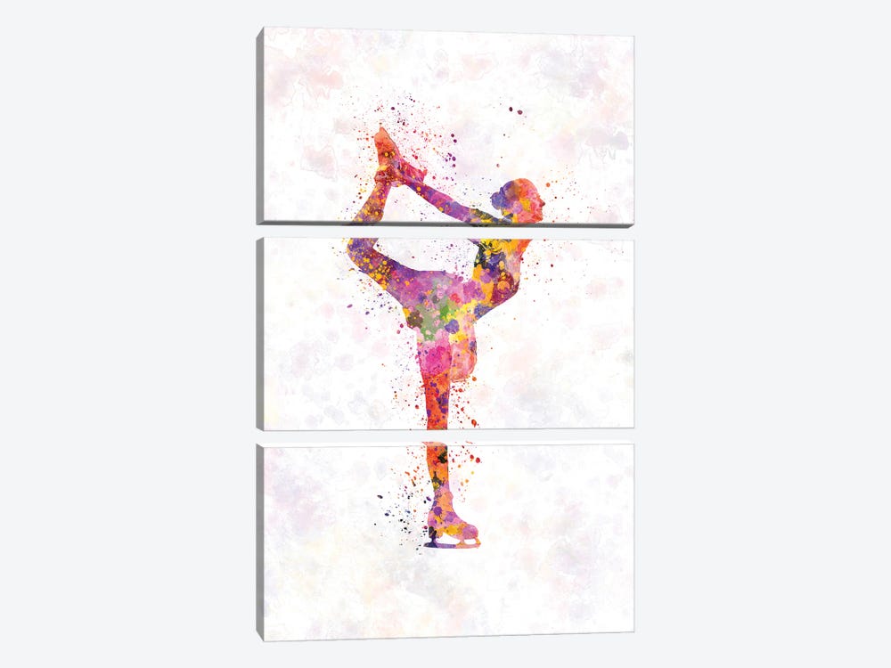 Figure Skating In Watercolor II by Paul Rommer 3-piece Canvas Wall Art