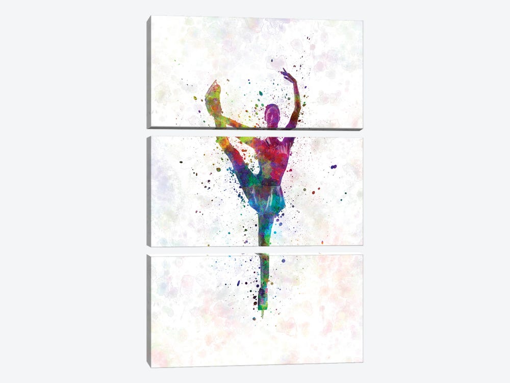 Figure Skating In Watercolor III by Paul Rommer 3-piece Canvas Print