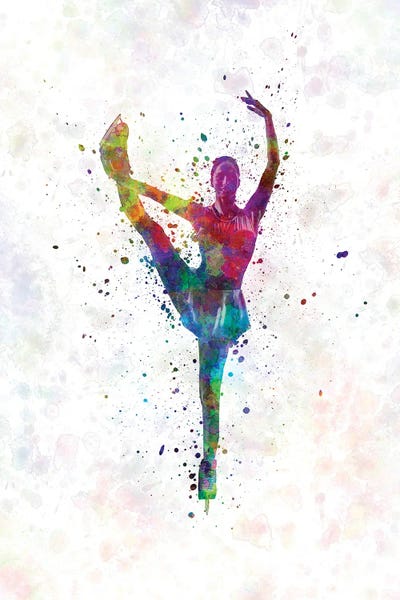 Kids Sports Art: Figure Skating In Watercolor III by Paul Rommer
