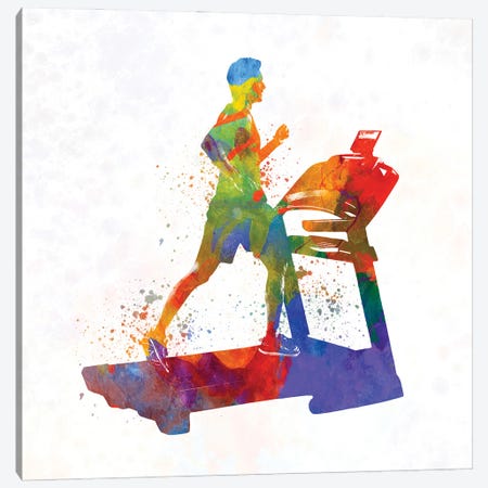 Male Running Treadmill Canvas Print #PUR1255} by Paul Rommer Canvas Artwork