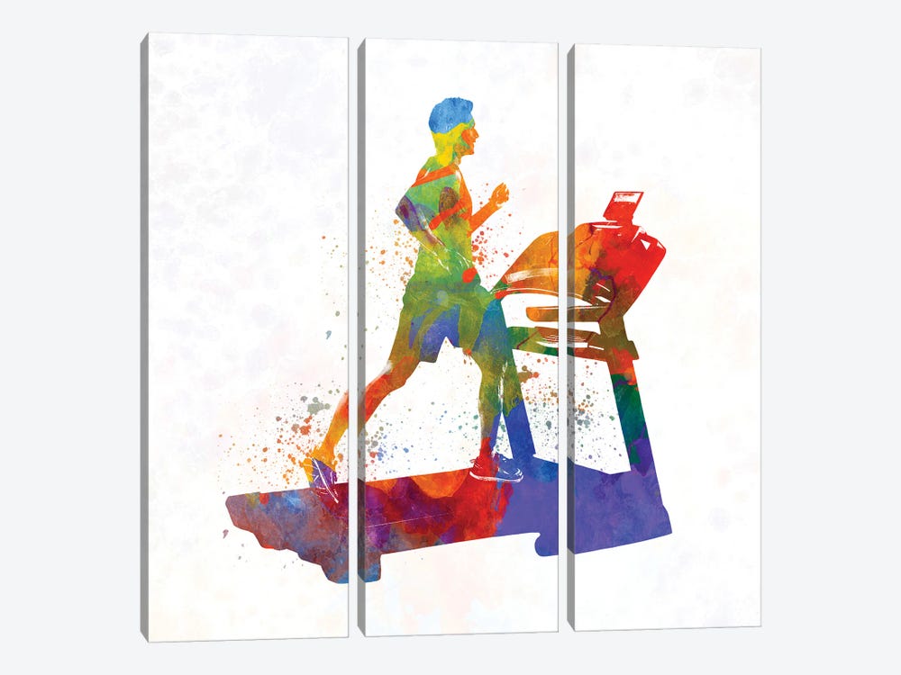 Male Running Treadmill by Paul Rommer 3-piece Canvas Print