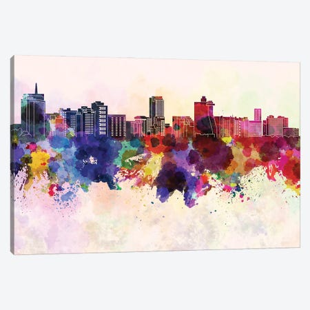 Acapulco Skyline In Watercolor Background Canvas Print #PUR1260} by Paul Rommer Canvas Wall Art