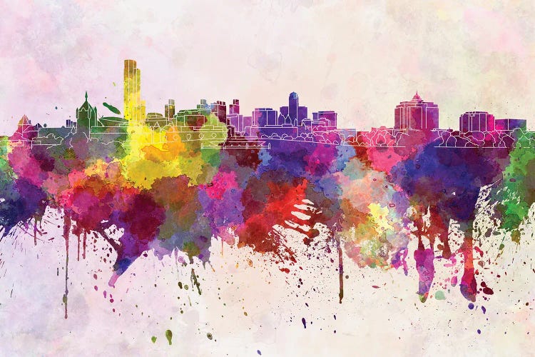 Albany Skyline In Watercolor Background