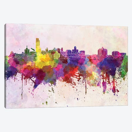 Albany Skyline In Watercolor Background Canvas Print #PUR1265} by Paul Rommer Art Print