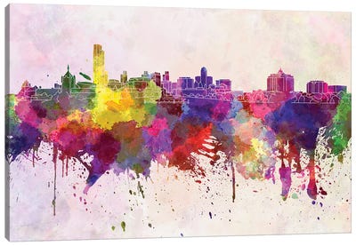 Albany Skyline In Watercolor Background Canvas Art Print