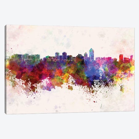 Albuquerque Skyline In Watercolor Background Canvas Print #PUR1266} by Paul Rommer Canvas Print
